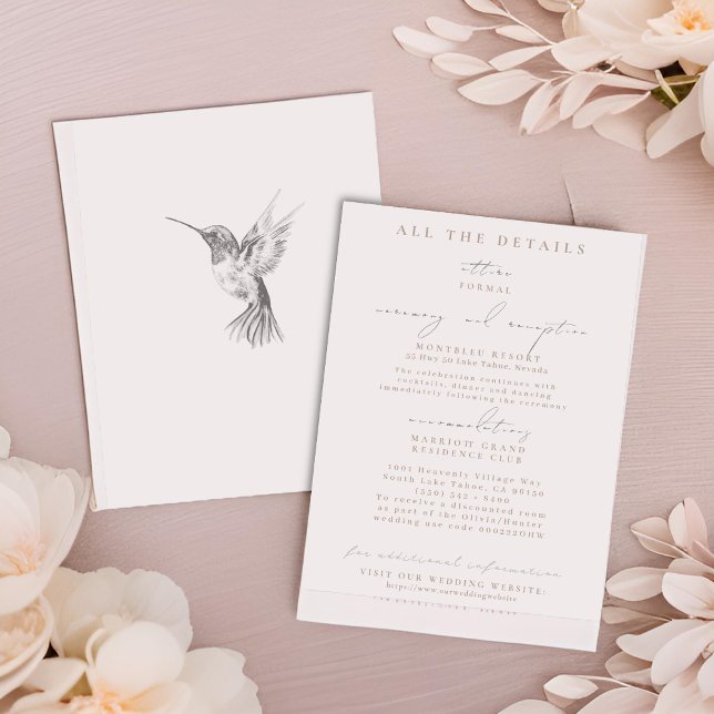 Invitación Casillas de envoltura de Boda Hummingbird rosa (Subido por el creador)
