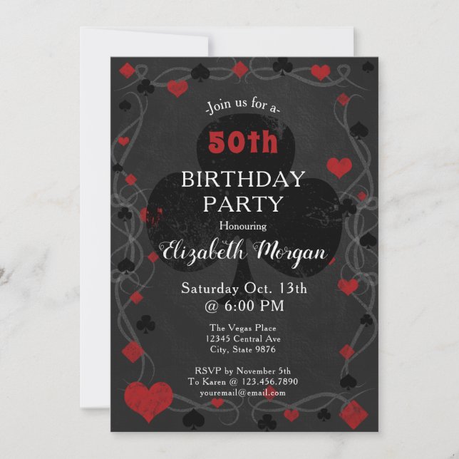 Invitación Casino/50.a fiesta de cumpleaños de Las Vegas (Anverso)