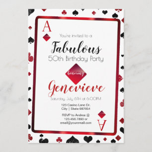 Invitación Casino 50 de Las Vegas y cumpleaños fabuloso
