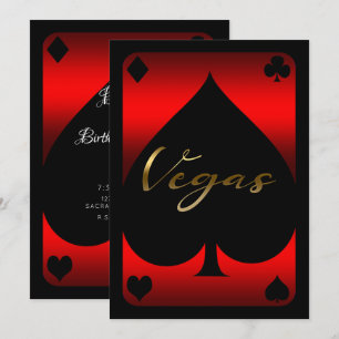 Invitación Casino Black Jack de la Pala Roja y Negra Las Vega