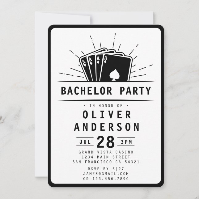 Invitación Casino de cartas de póquer de Bachelor Party moder (Anverso)