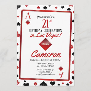 Invitación Casino de Las Vegas 21º cumpleaños   Juego de tarj