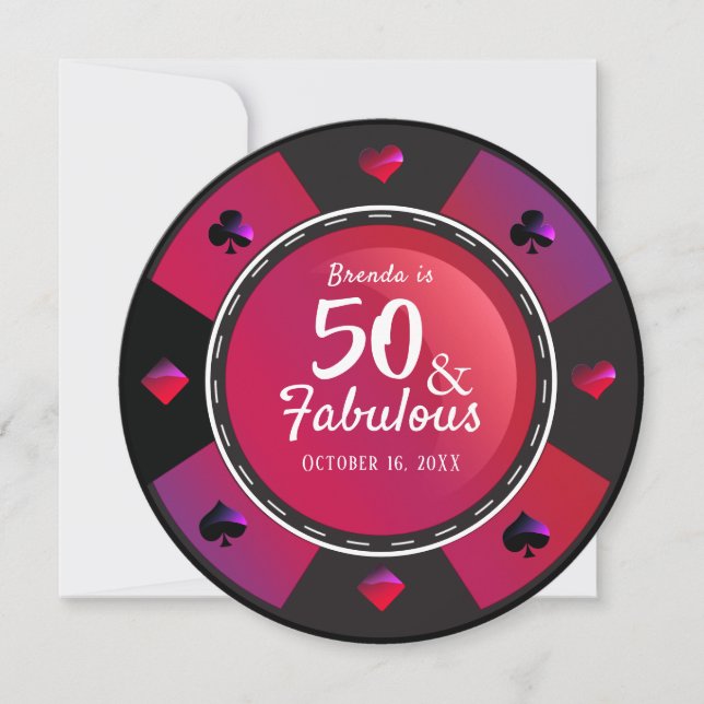 Invitación Casino de Las Vegas 50 y fabulosa fiesta de cumple (Anverso)