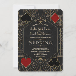Invitación Casino Gold Black Gatsby 1920s Gambling Wedding