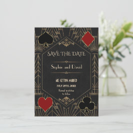 Invitación Casino Gold Black Gatsby Wedding Save The Date