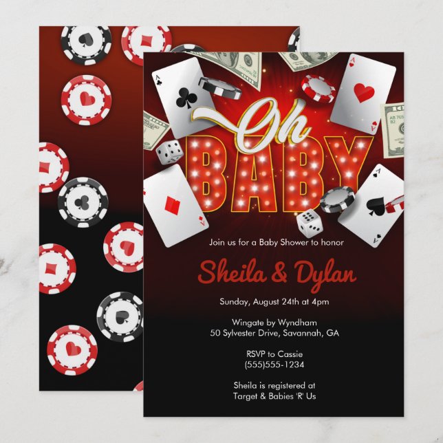 Invitación Casino Invitation, Casino Theme Baby Shower, Poker