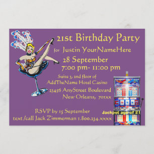 Invitación Casino Jackpot Showgirl Birday