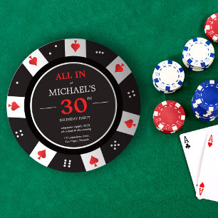 Invitación Casino Las Vegas Poker Chip 30th Birthday