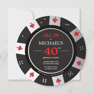 Invitación Casino Las Vegas Poker Chip Photo Birday