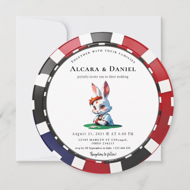 Invitación Casino Las Vegas Poker wedding (Anverso)