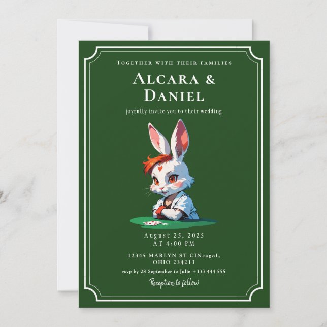 Invitación Casino Las Vegas Poker wedding (Anverso)