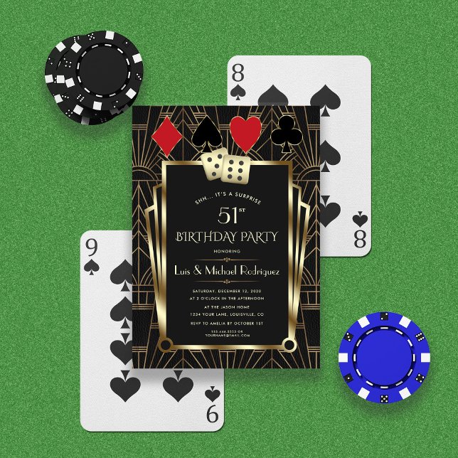 Invitación Casino Las Vegas Royale Art Deco 51 cumpleaños (Subido por el creador)