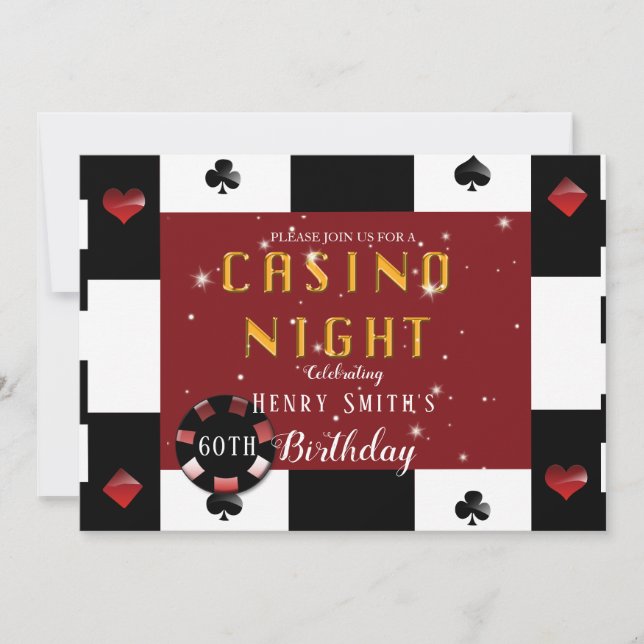 Invitación Casino Night Las Vegas Birday Party (Anverso)