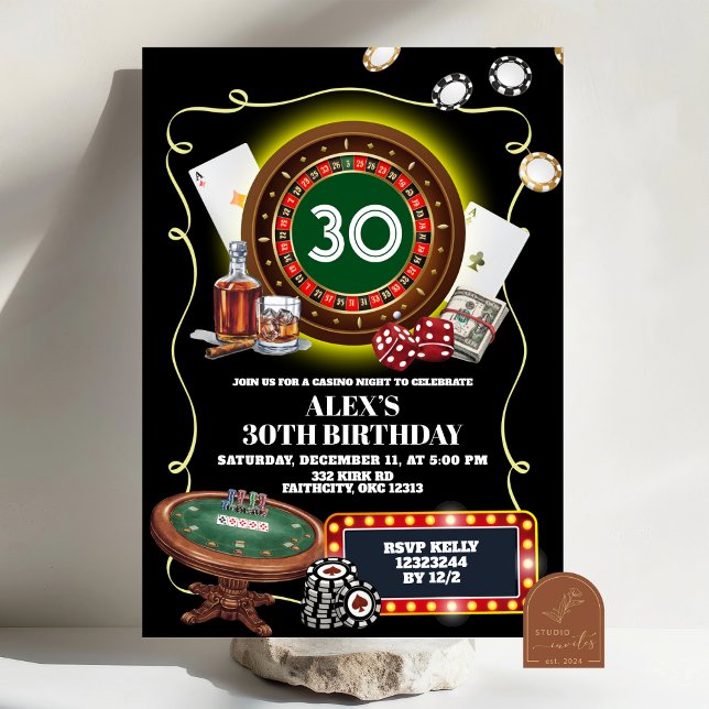 Invitación Casino Night Poker Man Adult Birthday (Subido por el creador)
