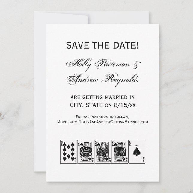 Invitación Casino Night Poker Royal Straight Flush Spades (Anverso)