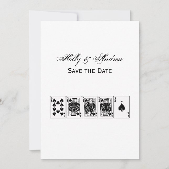 Invitación Casino Night Poker Royal Straight Flush Spades (Anverso)