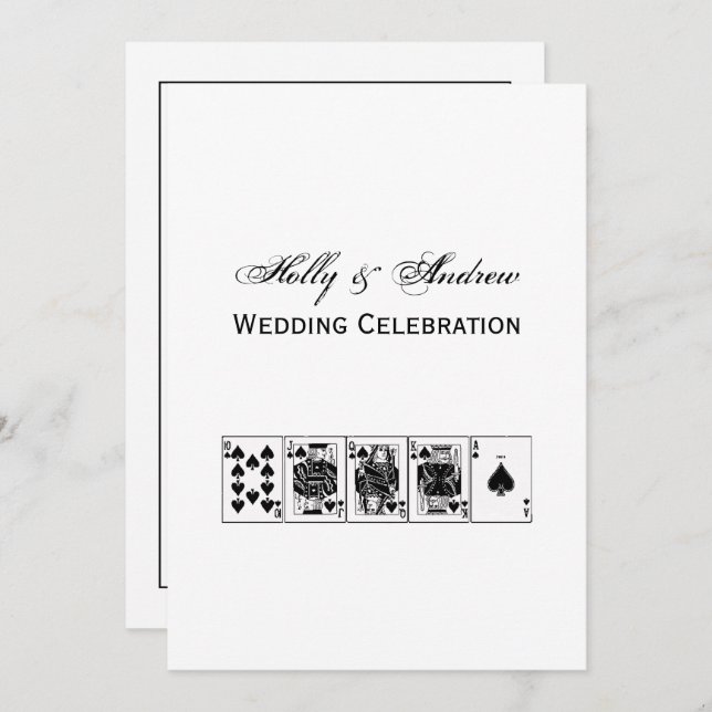 Invitación Casino Night Poker Royal Straight Flush Spades (Anverso / Reverso)