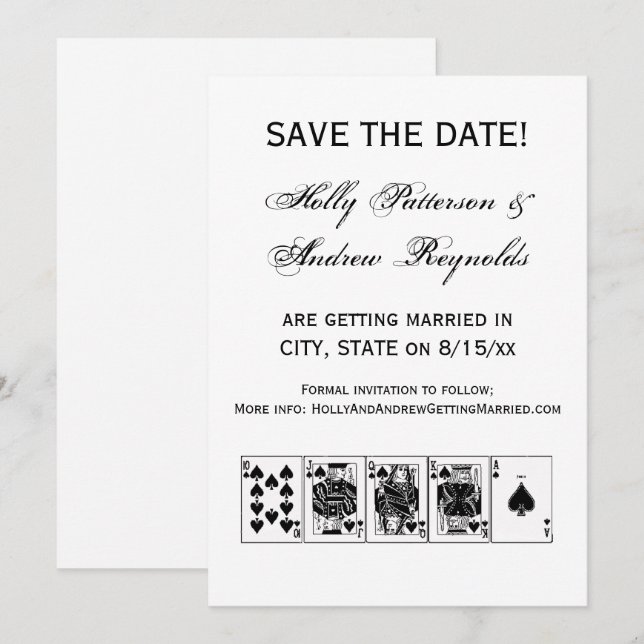 Invitación Casino Night Poker Royal Straight Flush Spades (Anverso / Reverso)