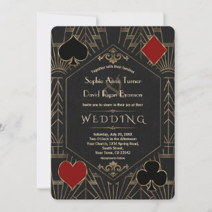 Invitación Casino Oro Negro Gatsby Bodas de los años 20