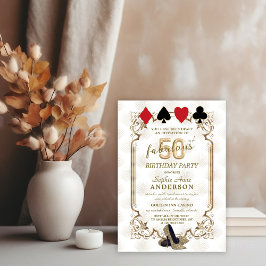 Invitación Casino Poker Art Deco 50 y fabuloso cumpleaños