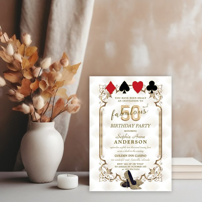 Invitación Casino Poker Art Deco 50 y fabuloso cumpleaños (Subido por el creador)