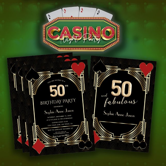 Invitación Casino Poker Cincuenta Y Fabuloso Cumpleaños 50 (Subido por el creador)