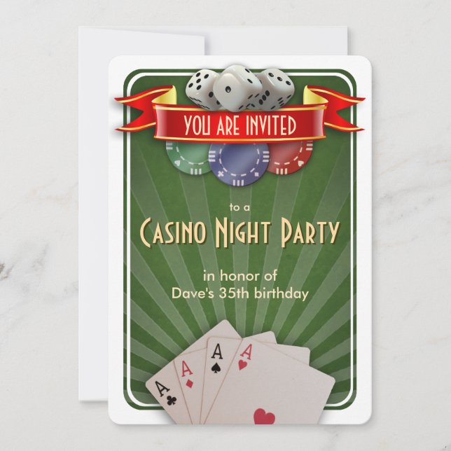 Invitación Casino Poker Noche Noche Noche de Cumpleaños Moder (Anverso)