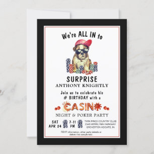 Invitación Casino Poker Surprise Birday Party