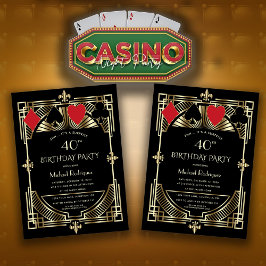 Invitación Casino Royale Great Gatsby 40 cumpleaños