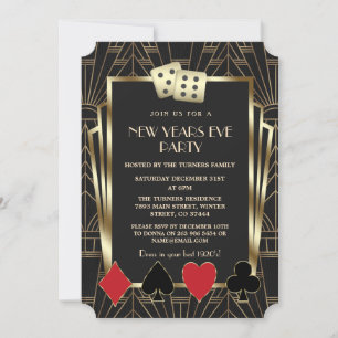 Invitación Casino Royale Vegas Great Gatsby New Year Party
