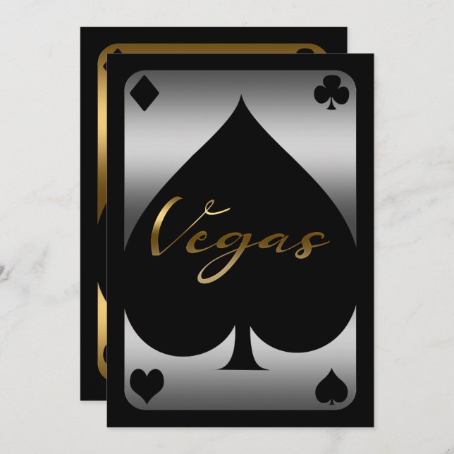 Invitación Casino Silver & Gold Spade Las Vegas 21º cumpleaño (Anverso / Reverso)