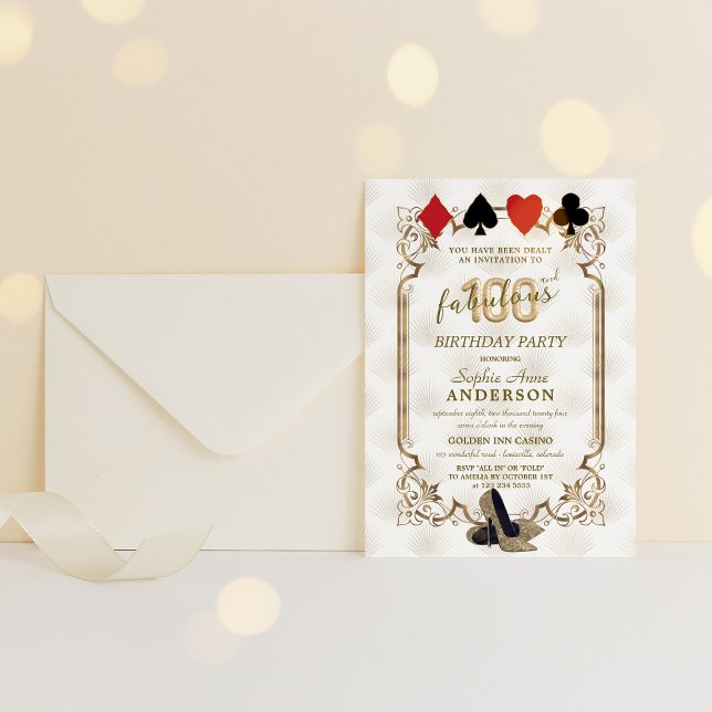Invitación Casino Vegas Art Deco 100 y fabuloso cumpleaños (Subido por el creador)