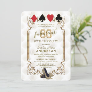 Invitación Casino Vegas Art Deco 80 y fabuloso cumpleaños