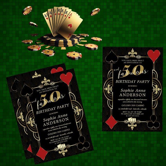Invitación Casino Vegas Poker 50 y fabulosa fiesta de cumplea (Subido por el creador)