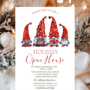 Invitación Casita abierta de gnomos lindos acuarela copos de