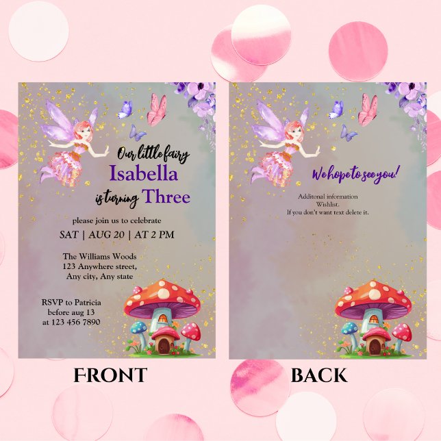 Invitación Casita de Hada Pequeña Mariposas Champiñón Todas l (Subido por el creador)