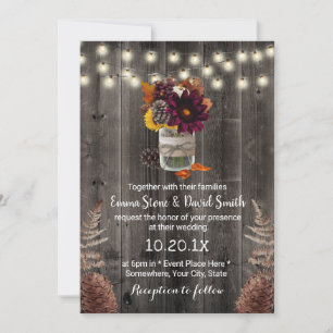 Invitación Caso de caída de la madera de guirnalda floral de