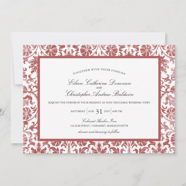 Invitación Caso de encaje vintage| Boda (Anverso)