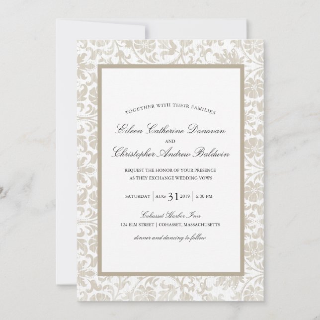 Invitación Caso de encaje vintage| Boda (Anverso)