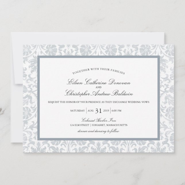Invitación Caso de encaje vintage| Boda (Anverso)