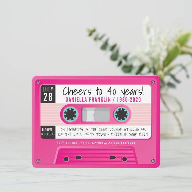 Invitación Funny DJ 80s Cinta cassette 40th Birthday personal