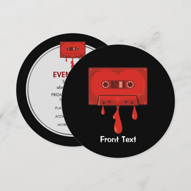 Invitación Cassette del corazón rojo (Anverso / Reverso)