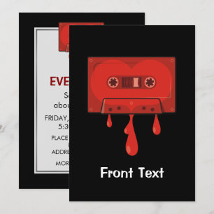 Invitación Cassette del corazón rojo