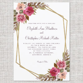 Invitación Cassis Boda púrpura Marco dorado Flora acuática