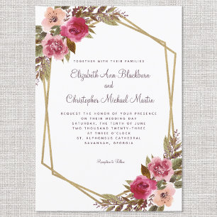 Invitación Cassis Boda púrpura Marco dorado Flora acuática