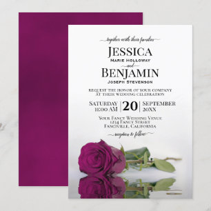 Invitación Cassis Cassis Rosa Púrpura Elegante Boda