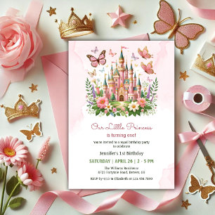 Invitación Castillo Caprichoso Rosa Princesita Cumpleaños 1