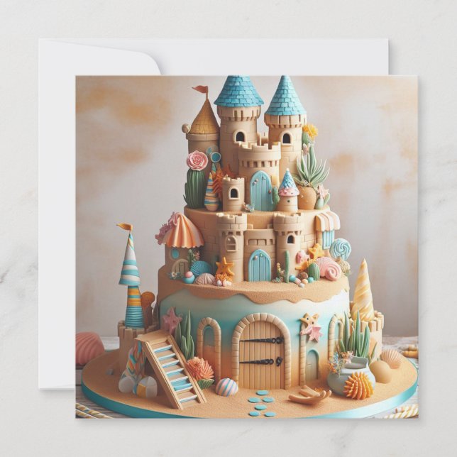 INVITACIÓN CASTILLO DE ARENA TEMÁTICO NIÑOS CUMPLEAÑOS (Anverso)