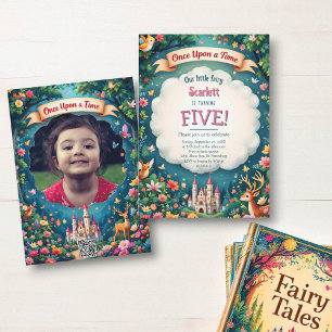 Invitación Castillo de Bosque Caprichoso Cumpleaños de Cuento