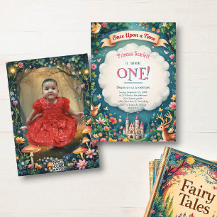 Invitación Castillo de Bosque Caprichoso Cumpleaños de Cuento